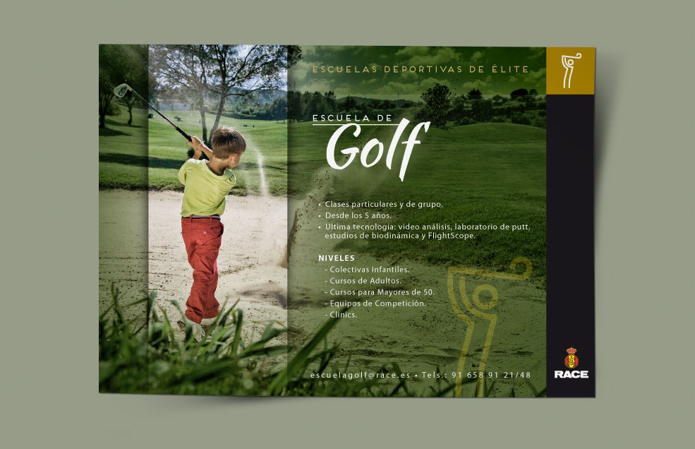 Diseño y Artes Finales Flyers promocionales de Escuelas Deportivas RACE (Real Automóvil Club de España)