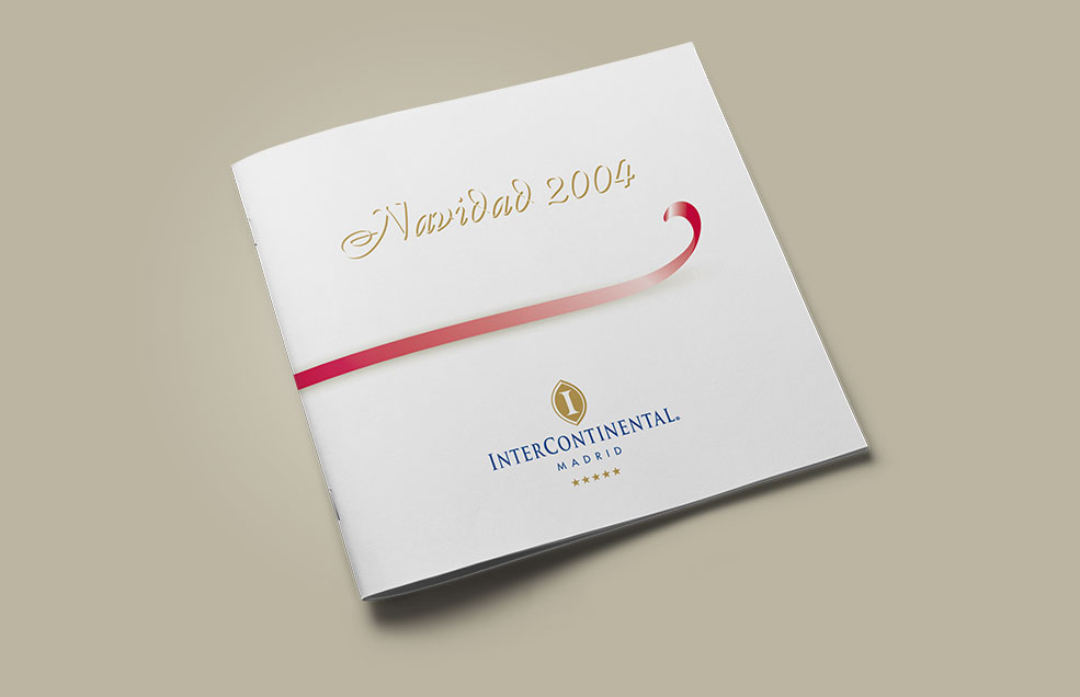 Diseño y Artes Finales Folleto Navidad 2004 tamaño cuadrado para Hotel INTERCONTINENTAL Madrid