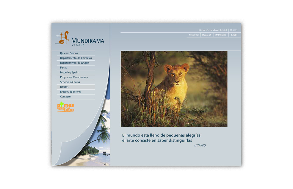 Diseño Sitio Web MUNDIRAMA Agencia de Viajes
