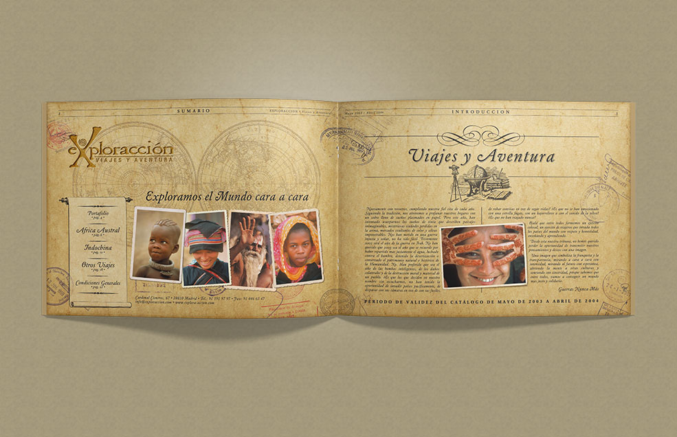 Diseño y Artes Finales Folleto Din A4 apaisado para EXPLORA-ACCIÓN - Catálogo de Viajes