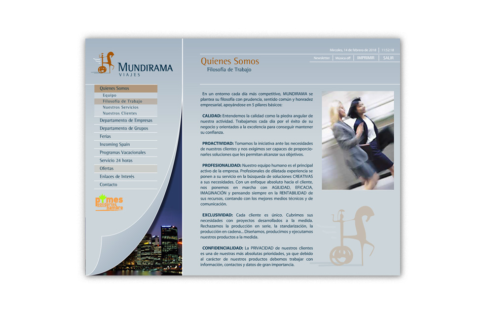 Diseño Sitio Web MUNDIRAMA Agencia de Viajes