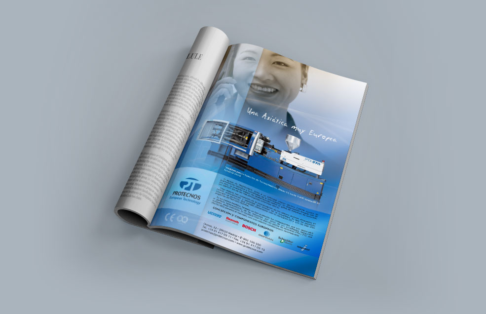 Diseño y Artes Finales Anuncios en Prensa para PROTECNOS - Máquinas para la Inyección de Termoplásticos