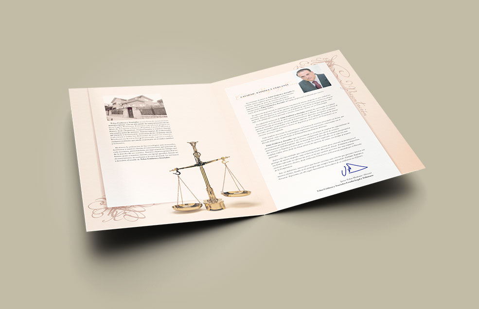 Diseño y Artes Finales Folleto / Carpeta contenedor de Din A4 para TEBAS & COIDURAS y ASOCIADOS - Despacho de Abogados