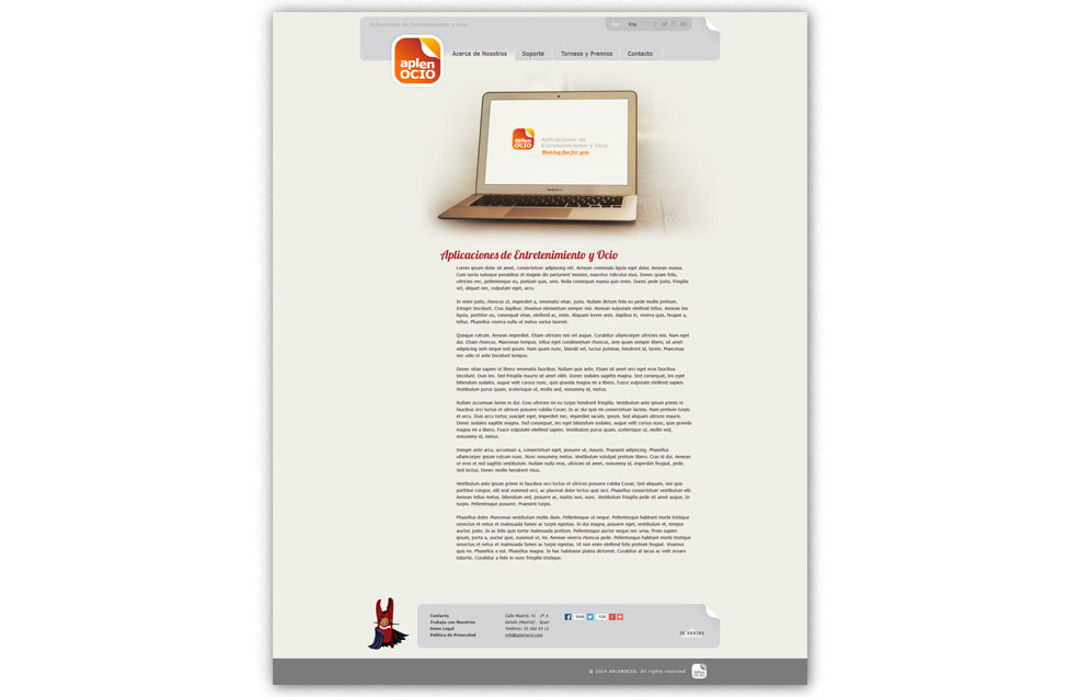 Diseño Sitio Web APLENOCIO Aplicaciones de Entretenimiento y Ocio