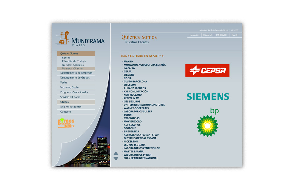 Diseño Sitio Web MUNDIRAMA Agencia de Viajes