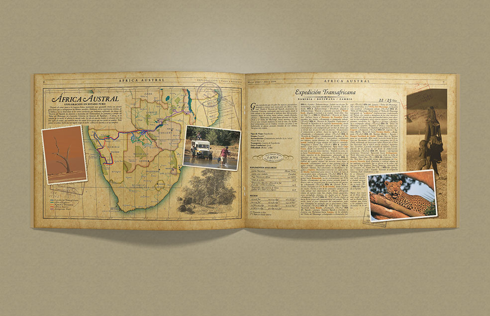 Diseño y Artes Finales Folleto Din A4 apaisado para EXPLORA-ACCIÓN - Catálogo de Viajes