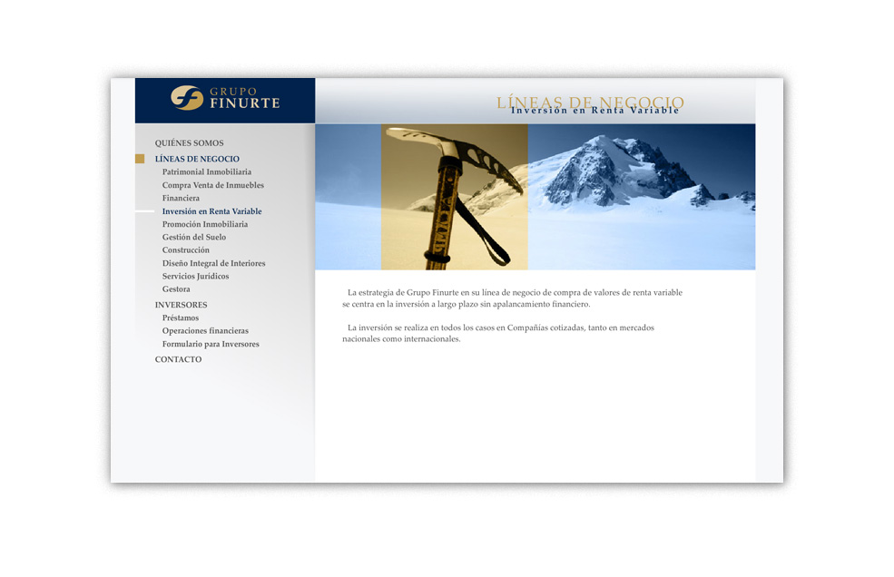 Diseño Sitio Web GRUPO FINURTE Grupo de empresas de los sectores financiero e inmobiliario