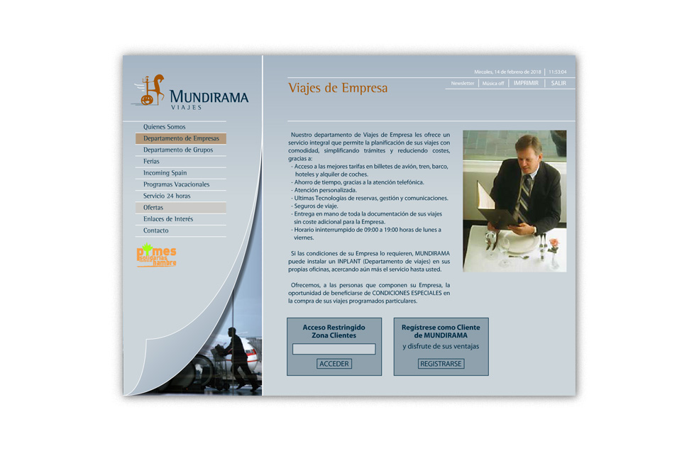 Diseño Sitio Web MUNDIRAMA Agencia de Viajes