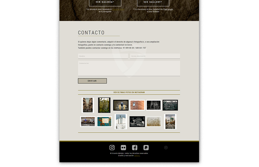 Diseño Sitio Web VICENTE MÉNDEZ Fotografía de Autor