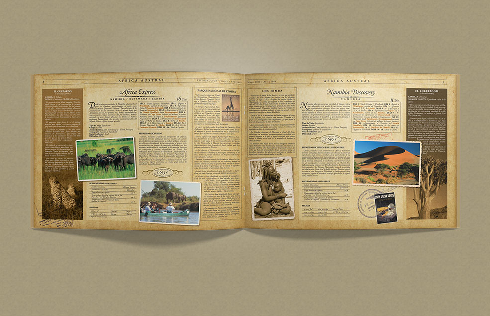 Diseño y Artes Finales Folleto Din A4 apaisado para EXPLORA-ACCIÓN - Catálogo de Viajes
