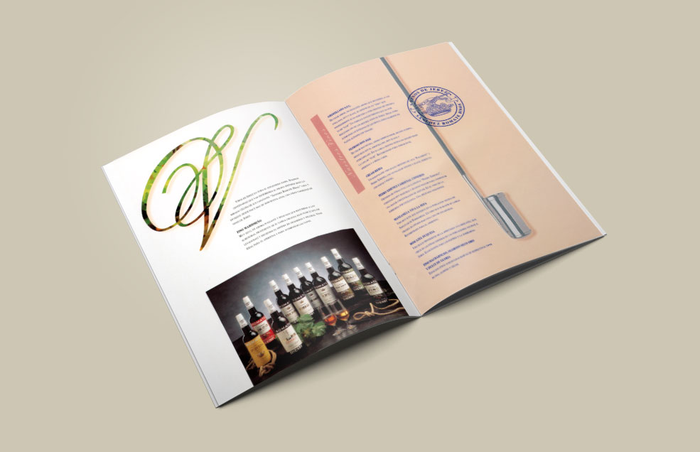 Diseño y Artes Finales Folleto de prestigio tamaño DIN A4 para Vinos & Brandies SÁNCHEZ ROMATE HERMANOS