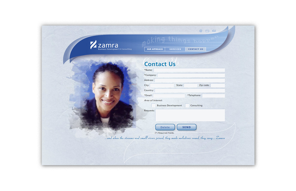 Diseño Sitio Web ZAMRA Business Development & Consulting - Reston, Virginia (USA)