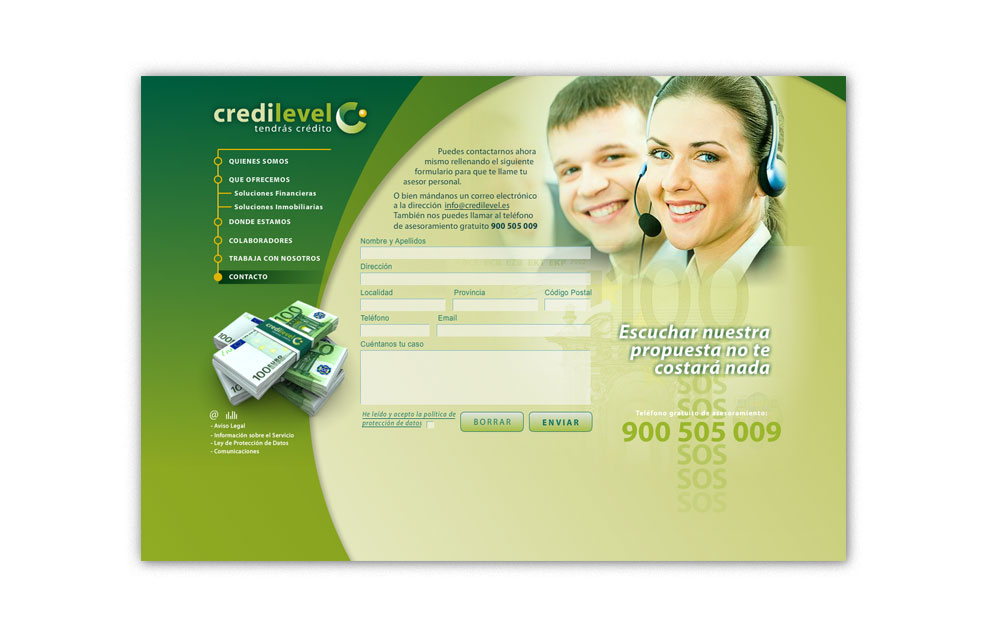 Diseño Sitio Web CREDILEVEL - Intermediación para la refinanciación de deudas