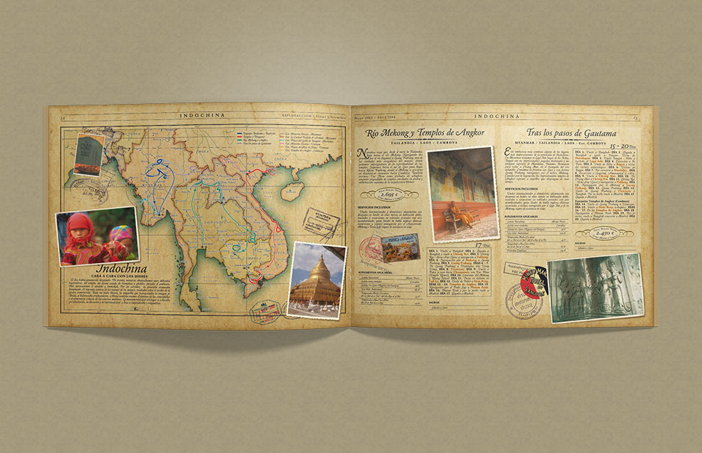 Diseño y Artes Finales Folleto Din A4 apaisado para EXPLORA-ACCIÓN - Catálogo de Viajes