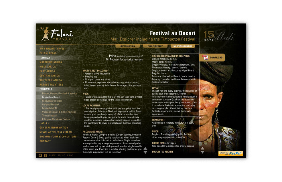 Diseño Sitio Web Fulani Travel - Agencia de Viajes especializada en África del Norte y Oeste