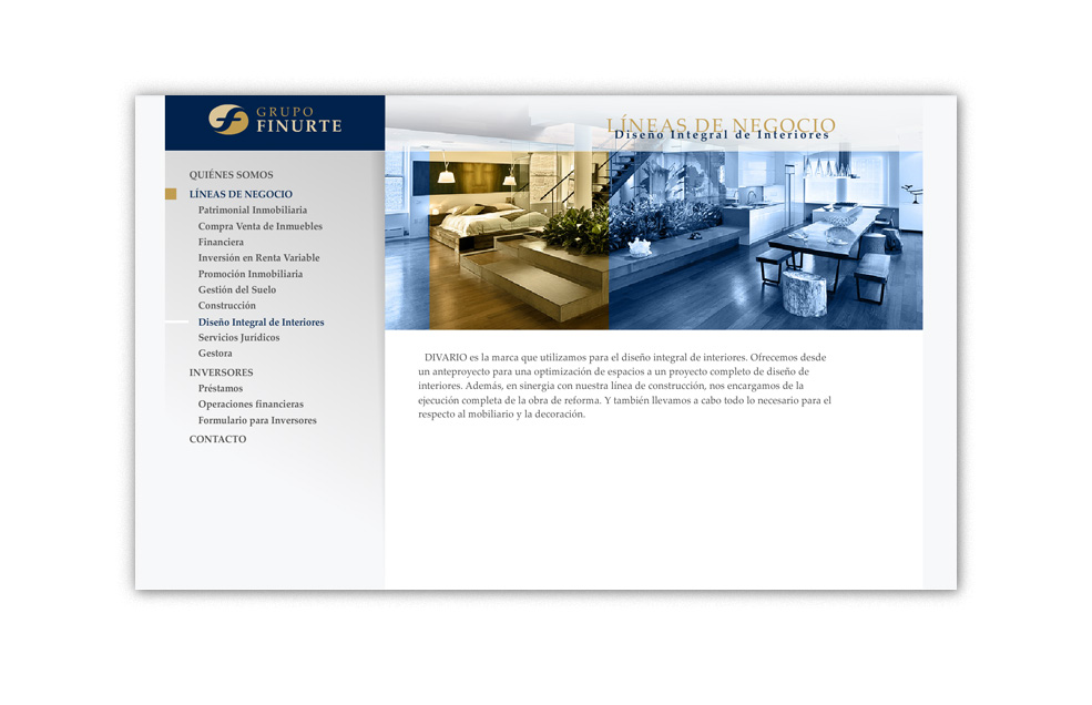 Diseño Sitio Web GRUPO FINURTE Grupo de empresas de los sectores financiero e inmobiliario