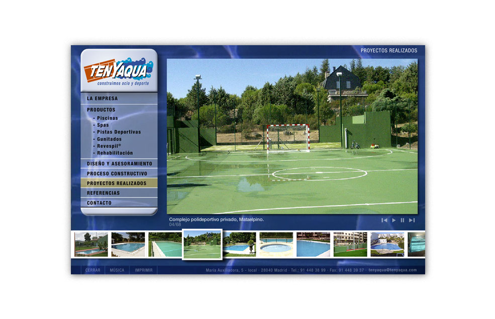 Diseño Sitio Web TENYAQUA Construcción y equipamiento de instalaciones deportivas y de ocio
