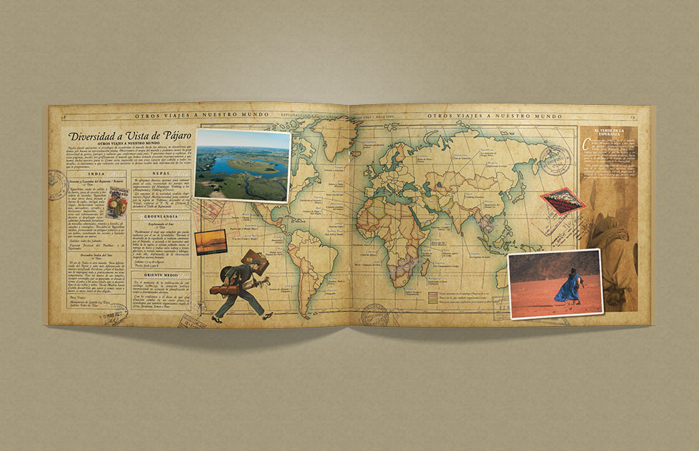 Diseño y Artes Finales Folleto Din A4 apaisado para EXPLORA-ACCIÓN - Catálogo de Viajes