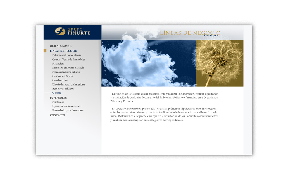 Diseño Sitio Web GRUPO FINURTE Grupo de empresas de los sectores financiero e inmobiliario