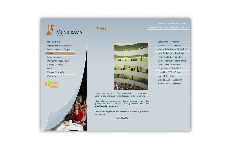 Diseño Sitio Web MUNDIRAMA Agencia de Viajes
