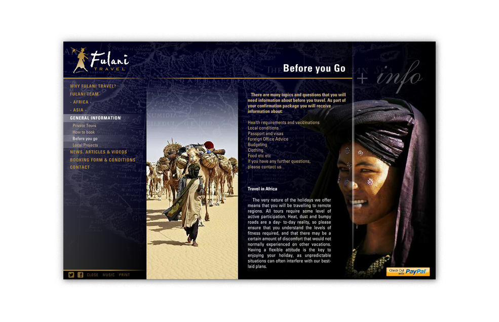 Diseño Sitio Web Fulani Travel - Agencia de Viajes especializada en África del Norte y Oeste