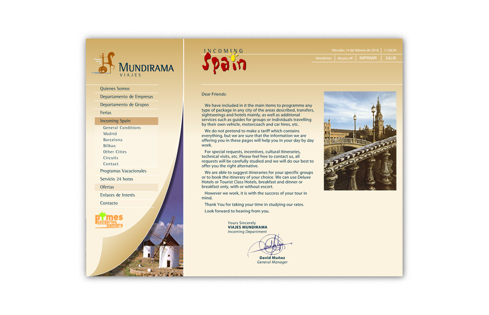 Diseño Sitio Web MUNDIRAMA Agencia de Viajes