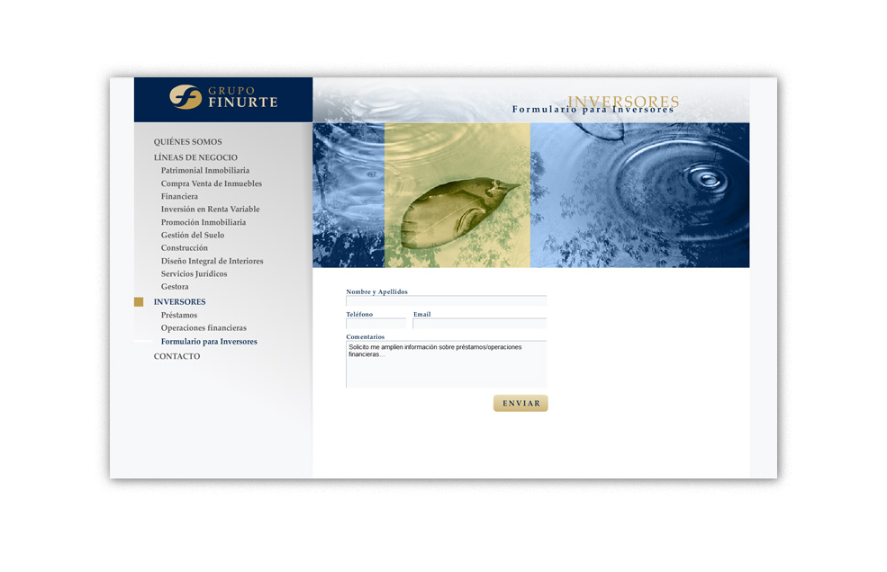 Diseño Sitio Web GRUPO FINURTE Grupo de empresas de los sectores financiero e inmobiliario
