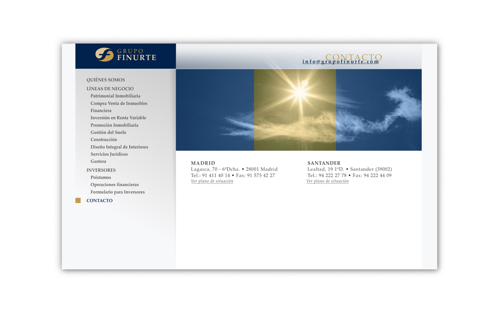 Diseño Sitio Web GRUPO FINURTE Grupo de empresas de los sectores financiero e inmobiliario